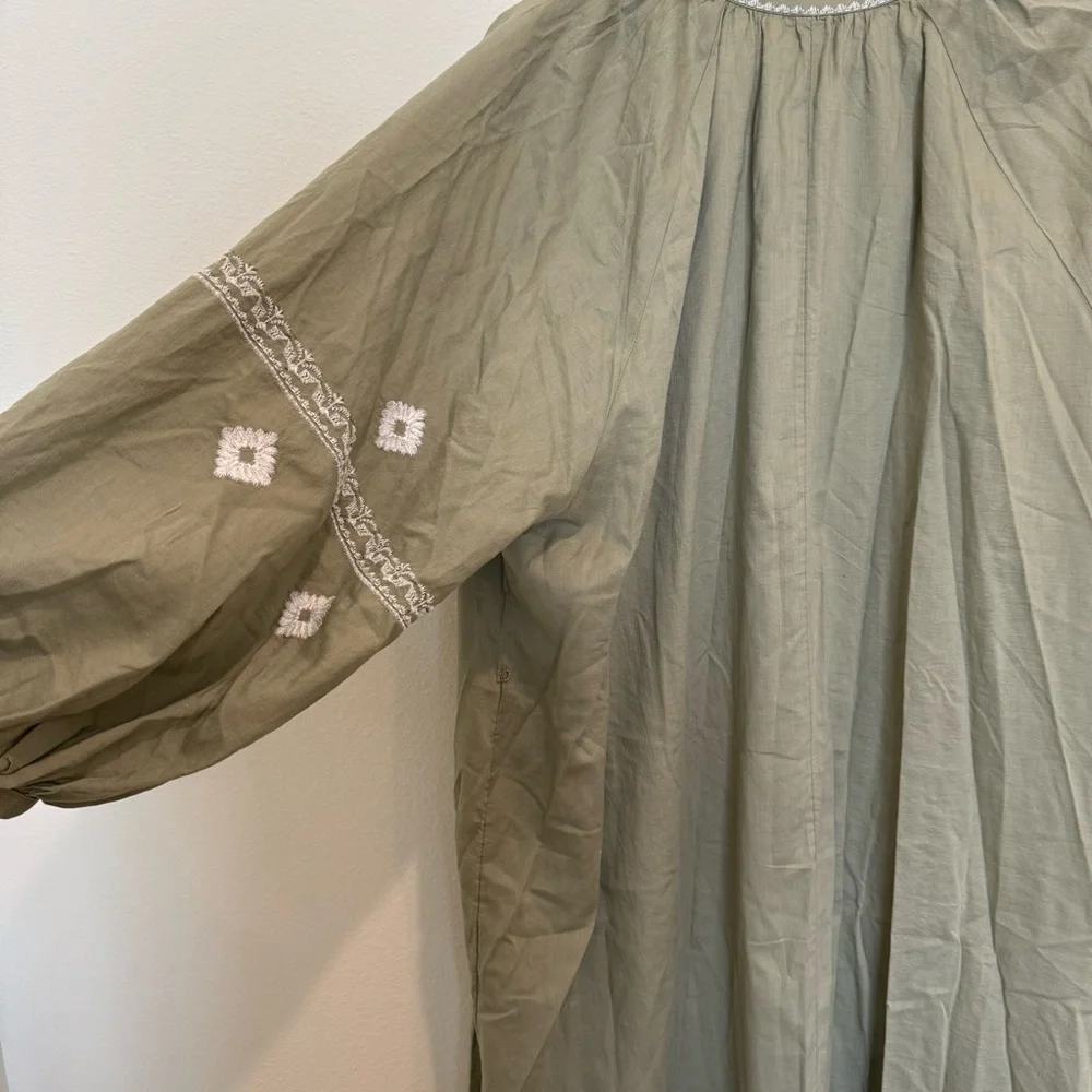 NWT Olive Green Embroidered Dress - Picture 9 of 10